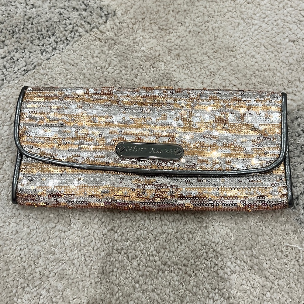 NWOT Betsey Johnson Sequins Cosmetic Bag Travel Jewelry Case